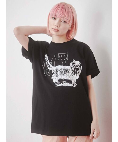 merry jenny（メリージェニー）の「【WEB限定】walk CAT Tee（Tシャツ/カットソー・レディース・ブラック/オフホワイト/ブルー・FREE）」の10枚目の写真
