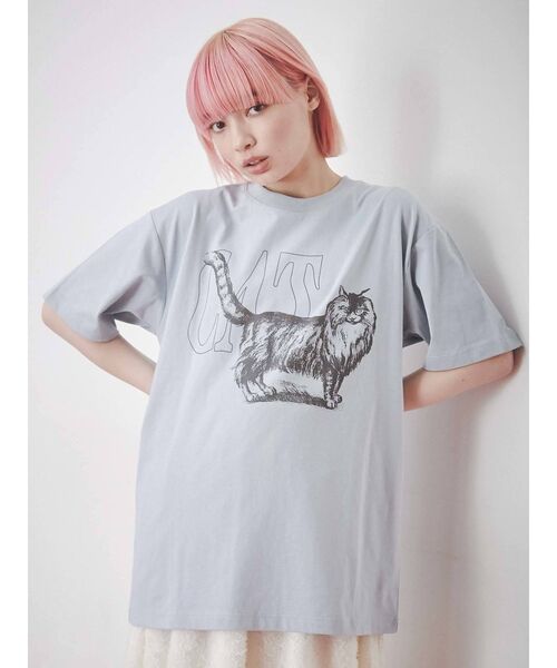 merry jenny（メリージェニー）の「【WEB限定】walk CAT Tee（Tシャツ/カットソー・レディース・ブラック/オフホワイト/ブルー・FREE）」の15枚目の写真