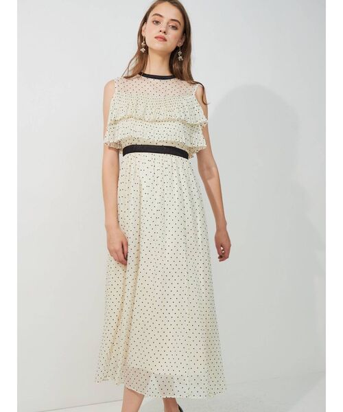 MERCURYDUO（マーキュリーデュオ）の「フロッキードット楊柳ドレス（ドレス・レディース・ブラック/ベージュ・SMALL/MEDIUM）」の2枚目の写真