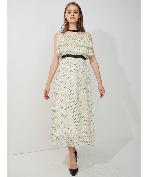 MERCURYDUO（マーキュリーデュオ）の「フロッキードット楊柳ドレス（ドレス・レディース・ブラック/ベージュ・SMALL/MEDIUM）」の4枚目の写真