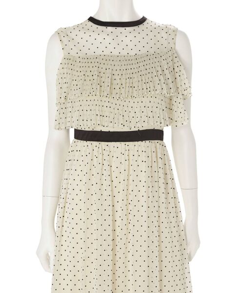 MERCURYDUO（マーキュリーデュオ）の「フロッキードット楊柳ドレス（ドレス・レディース・ブラック/ベージュ・SMALL/MEDIUM）」の12枚目の写真