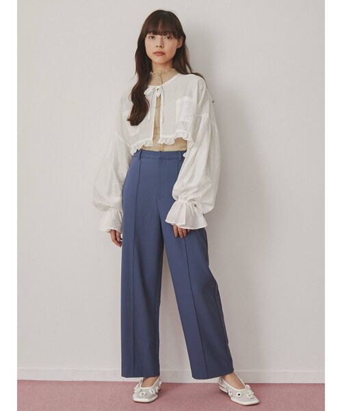 merry jenny（メリージェニー）の「floralショートブラウス（シャツ/ブラウス・レディース・ブラック/ベージュ/オフホワイト・FREE）」の4枚目の写真