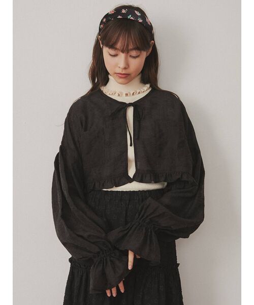 merry jenny（メリージェニー）の「floralショートブラウス（シャツ/ブラウス・レディース・ブラック/ベージュ/オフホワイト・FREE）」の14枚目の写真