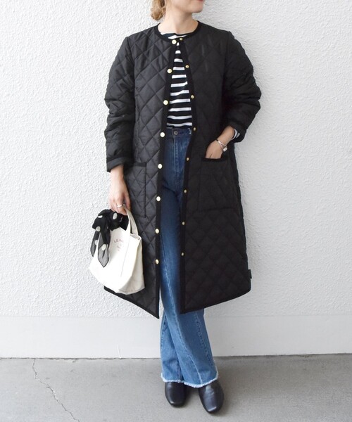 Traditional Weatherwear(トラディショナルウェザーウェア)の「【SHIPS any別注】Traditional Weatherwear: ARKLEY LONG 22FW◇(ノーカラーコート・レディース・ブラック/オリーブ・36/34)」の2枚目の写真