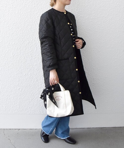 Traditional Weatherwear(トラディショナルウェザーウェア)の「【SHIPS any別注】Traditional Weatherwear: ARKLEY LONG 22FW◇(ノーカラーコート・レディース・ブラック/オリーブ・36/34)」の10枚目の写真