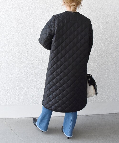 Traditional Weatherwear(トラディショナルウェザーウェア)の「【SHIPS any別注】Traditional Weatherwear: ARKLEY LONG 22FW◇(ノーカラーコート・レディース・ブラック/オリーブ・36/34)」の5枚目の写真