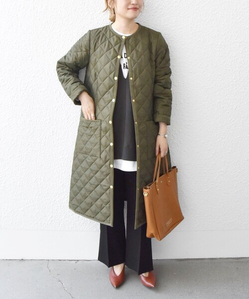 Traditional Weatherwear(トラディショナルウェザーウェア)の「【SHIPS any別注】Traditional Weatherwear: ARKLEY LONG 22FW◇(ノーカラーコート・レディース・ブラック/オリーブ・36/34)」の17枚目の写真