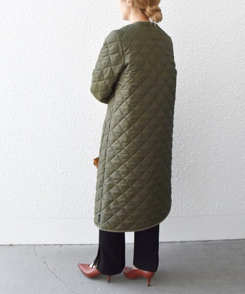 Traditional Weatherwear(トラディショナルウェザーウェア)の「【SHIPS any別注】Traditional Weatherwear: ARKLEY LONG 22FW◇(ノーカラーコート・レディース・ブラック/オリーブ・36/34)」の14枚目の写真