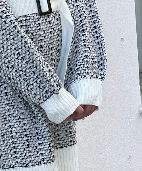TORTE（トルテ）の「ツィードライクニットワンピース（ワンピース・レディース・ライトグレー/ブラック/ブラック系その他/ライトピンク・FREE）」の6枚目の写真