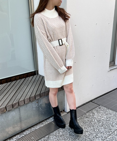 TORTE（トルテ）の「ツィードライクニットワンピース（ワンピース・レディース・ライトグレー/ブラック/ブラック系その他/ライトピンク・FREE）」の11枚目の写真