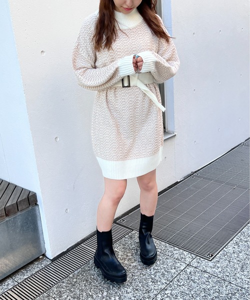 TORTE（トルテ）の「ツィードライクニットワンピース（ワンピース・レディース・ライトグレー/ブラック/ブラック系その他/ライトピンク・FREE）」の17枚目の写真