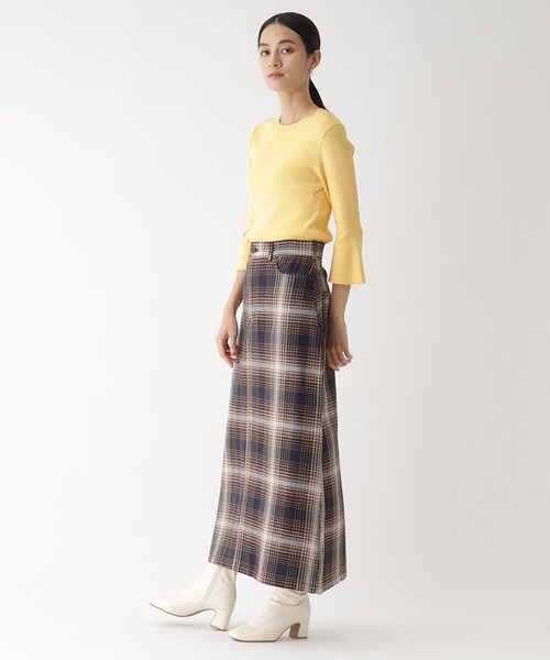 OPAQUE.CLIP（オペークドットクリップ）の「◆【エクストラファインオーガニックコットン】リブフレアスリーブニット（ニット/セーター・レディース・ブラック/イエロー/ブルー/ホワイト系その他6/ライトグリーン系/ピンク系9・40/38/36）」の7枚目の写真