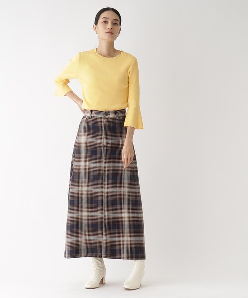 OPAQUE.CLIP（オペークドットクリップ）の「◆【エクストラファインオーガニックコットン】リブフレアスリーブニット（ニット/セーター・レディース・ブラック/イエロー/ブルー/ホワイト系その他6/ライトグリーン系/ピンク系9・40/38/36）」の21枚目の写真