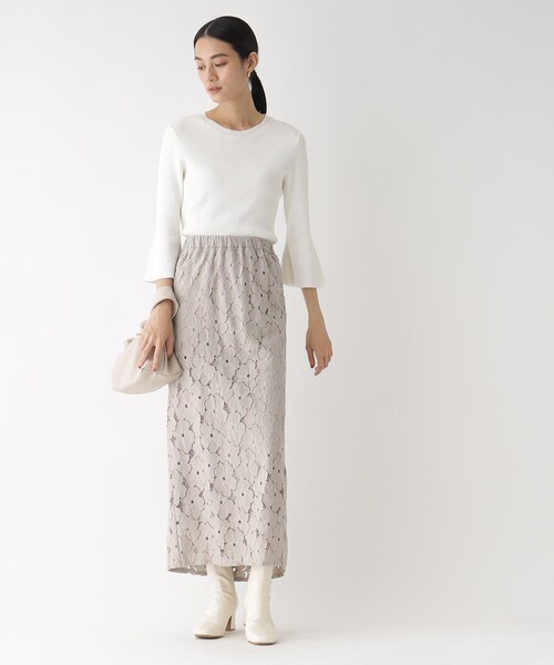 OPAQUE.CLIP（オペークドットクリップ）の「◆【エクストラファインオーガニックコットン】リブフレアスリーブニット（ニット/セーター・レディース・ブラック/イエロー/ブルー/ホワイト系その他6/ライトグリーン系/ピンク系9・40/38/36）」の8枚目の写真