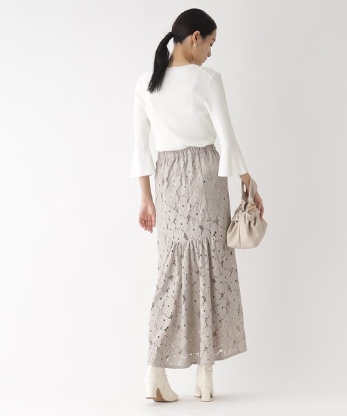 OPAQUE.CLIP（オペークドットクリップ）の「◆【エクストラファインオーガニックコットン】リブフレアスリーブニット（ニット/セーター・レディース・ブラック/イエロー/ブルー/ホワイト系その他6/ライトグリーン系/ピンク系9・40/38/36）」の22枚目の写真