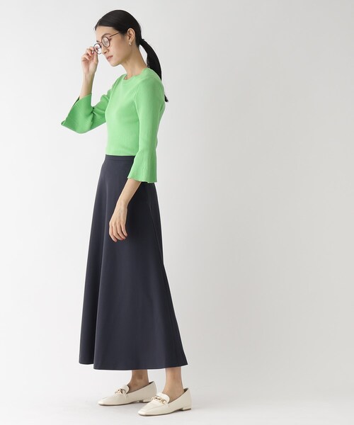 OPAQUE.CLIP（オペークドットクリップ）の「◆【エクストラファインオーガニックコットン】リブフレアスリーブニット（ニット/セーター・レディース・ブラック/イエロー/ブルー/ホワイト系その他6/ライトグリーン系/ピンク系9・40/38/36）」の18枚目の写真