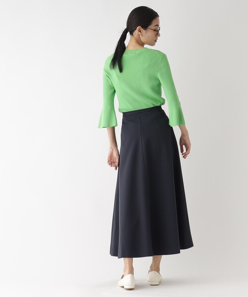 OPAQUE.CLIP（オペークドットクリップ）の「◆【エクストラファインオーガニックコットン】リブフレアスリーブニット（ニット/セーター・レディース・ブラック/イエロー/ブルー/ホワイト系その他6/ライトグリーン系/ピンク系9・40/38/36）」の9枚目の写真