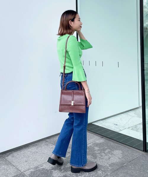 OPAQUE.CLIP（オペークドットクリップ）の「◆【エクストラファインオーガニックコットン】リブフレアスリーブニット（ニット/セーター・レディース・ブラック/イエロー/ブルー/ホワイト系その他6/ライトグリーン系/ピンク系9・40/38/36）」の14枚目の写真