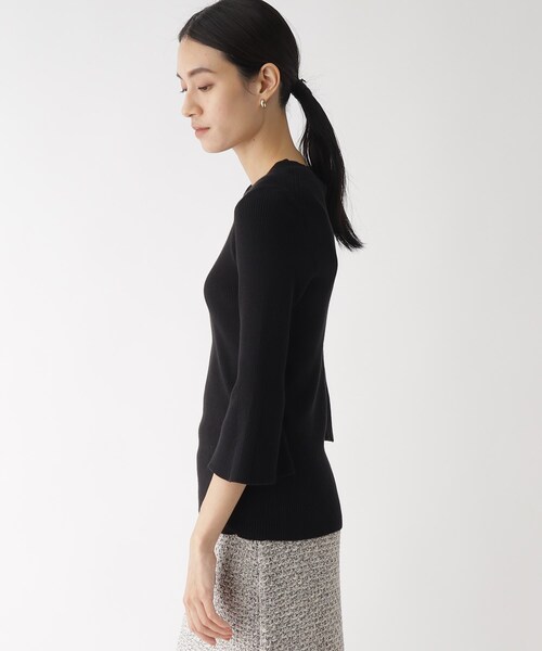 OPAQUE.CLIP（オペークドットクリップ）の「◆【エクストラファインオーガニックコットン】リブフレアスリーブニット（ニット/セーター・レディース・ブラック/イエロー/ブルー/ホワイト系その他6/ライトグリーン系/ピンク系9・40/38/36）」の15枚目の写真