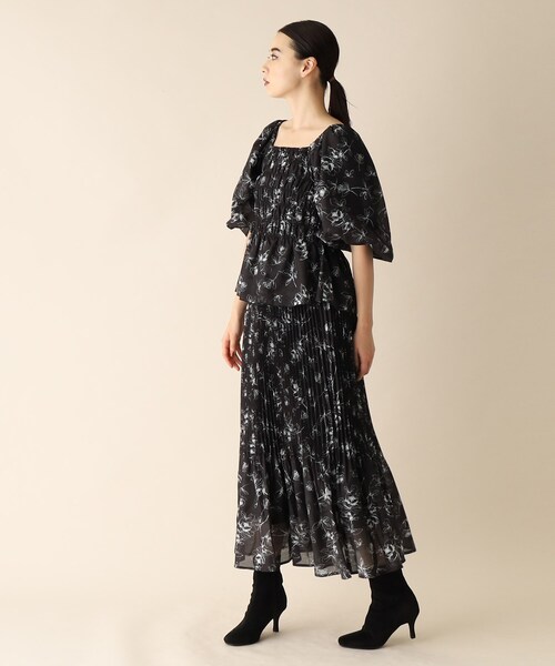 OPAQUE.CLIP（オペークドットクリップ）の「◆フラワーシャーリングブラウス（シャツ/ブラウス・レディース・ホワイト系その他/ブラック系・38）」の6枚目の写真