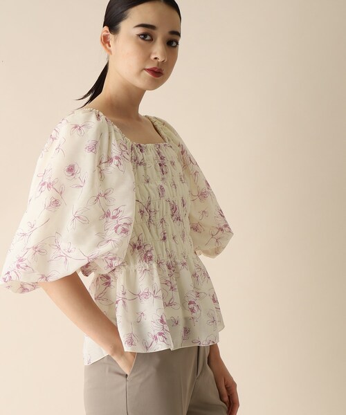 OPAQUE.CLIP（オペークドットクリップ）の「◆フラワーシャーリングブラウス（シャツ/ブラウス・レディース・ホワイト系その他/ブラック系・38）」の10枚目の写真