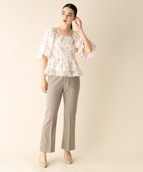 OPAQUE.CLIP（オペークドットクリップ）の「◆フラワーシャーリングブラウス（シャツ/ブラウス・レディース・ホワイト系その他/ブラック系・38）」の11枚目の写真