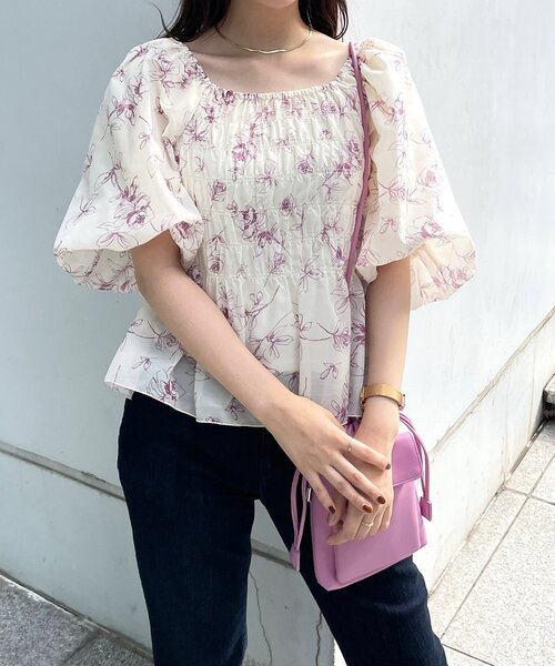 OPAQUE.CLIP（オペークドットクリップ）の「◆フラワーシャーリングブラウス（シャツ/ブラウス・レディース・ホワイト系その他/ブラック系・38）」の17枚目の写真