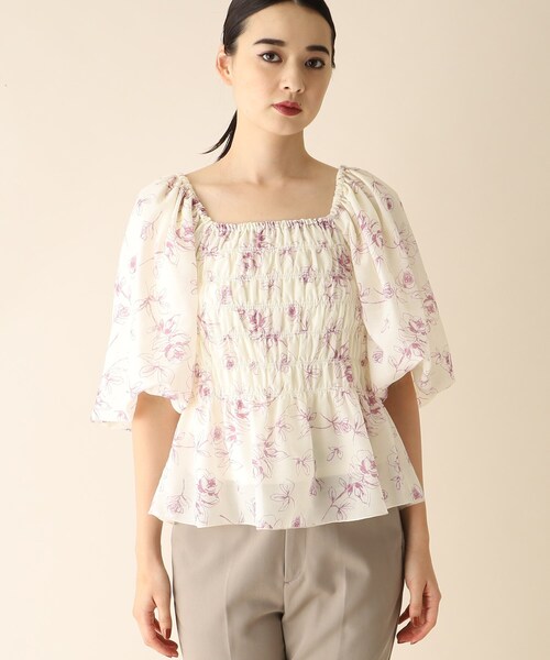 OPAQUE.CLIP（オペークドットクリップ）の「◆フラワーシャーリングブラウス（シャツ/ブラウス・レディース・ホワイト系その他/ブラック系・38）」の20枚目の写真