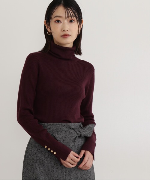 NATURAL BEAUTY BASIC(ナチュラルビューティーベーシック)の「<ウールブレンドリブベーシック>タートルネック(ニット/セーター・レディース・ライトグリーン/ブラック/ワイン/グレー・MEDIUM)」の4枚目の写真