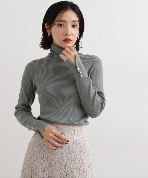 NATURAL BEAUTY BASIC(ナチュラルビューティーベーシック)の「<ウールブレンドリブベーシック>タートルネック(ニット/セーター・レディース・ライトグリーン/ブラック/ワイン/グレー・MEDIUM)」の3枚目の写真