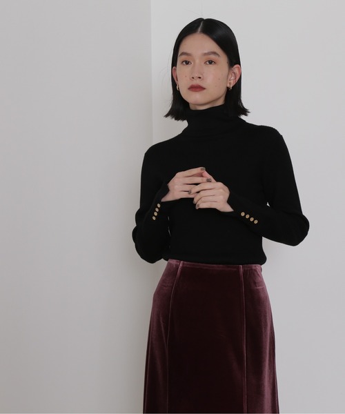 NATURAL BEAUTY BASIC(ナチュラルビューティーベーシック)の「<ウールブレンドリブベーシック>タートルネック(ニット/セーター・レディース・ライトグリーン/ブラック/ワイン/グレー・MEDIUM)」の5枚目の写真