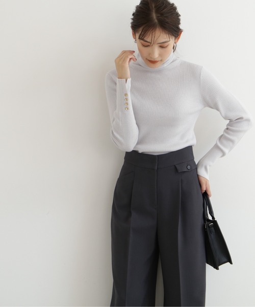 NATURAL BEAUTY BASIC(ナチュラルビューティーベーシック)の「<ウールブレンドリブベーシック>タートルネック(ニット/セーター・レディース・ライトグリーン/ブラック/ワイン/グレー・MEDIUM)」の10枚目の写真