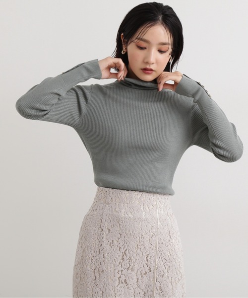 NATURAL BEAUTY BASIC(ナチュラルビューティーベーシック)の「<ウールブレンドリブベーシック>タートルネック(ニット/セーター・レディース・ライトグリーン/ブラック/ワイン/グレー・MEDIUM)」の18枚目の写真