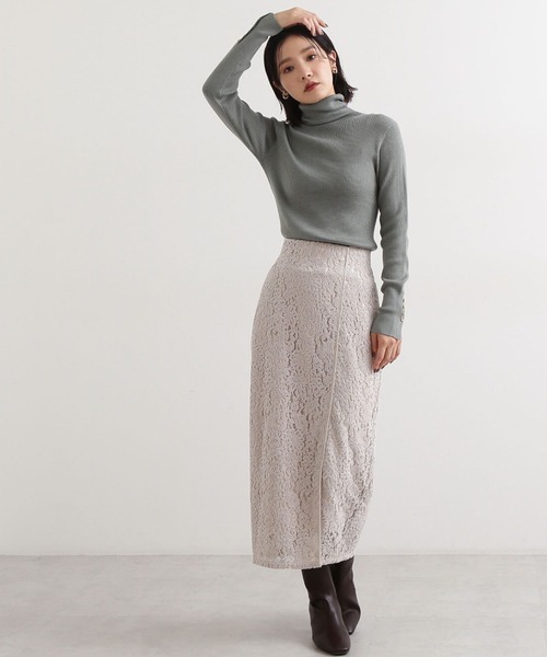 NATURAL BEAUTY BASIC(ナチュラルビューティーベーシック)の「<ウールブレンドリブベーシック>タートルネック(ニット/セーター・レディース・ライトグリーン/ブラック/ワイン/グレー・MEDIUM)」の19枚目の写真