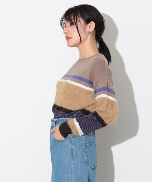 BEAMS HEART(ビームスハート)の「立体ボーダー ニット(ニット/セーター・レディース・アイボリー/ネイビー/ベージュ・ONE SIZE)」の13枚目の写真