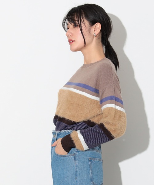 BEAMS HEART(ビームスハート)の「立体ボーダー ニット(ニット/セーター・レディース・アイボリー/ネイビー/ベージュ・ONE SIZE)」の11枚目の写真