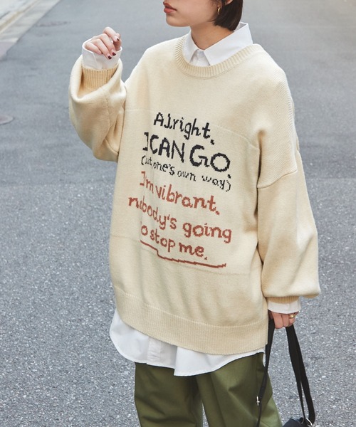 forksy.（フォルクシー）の「【forksy.】ジャカードメッセージロゴニットプルオーバー（ニット/セーター・レディース・杢グレー/ブラック/アイボリー・FREE）」の16枚目の写真