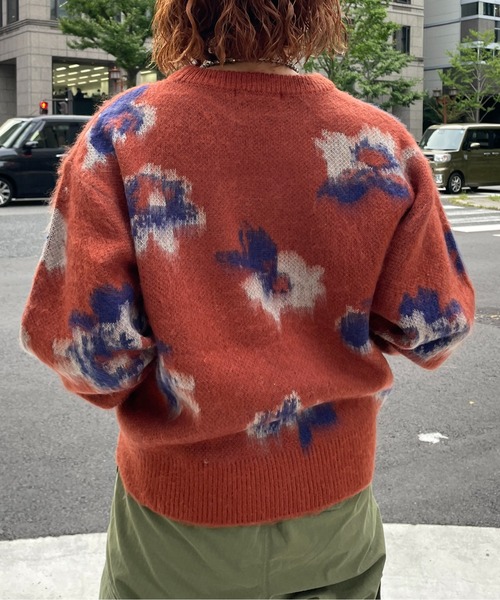 CPCM（シーピーシーエム）の「花柄シャギーニット（ニット/セーター・レディース・ネイビー/グレー/オレンジ/アイボリー・FREE）」の8枚目の写真