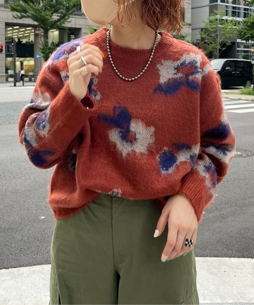 CPCM（シーピーシーエム）の「花柄シャギーニット（ニット/セーター・レディース・ネイビー/グレー/オレンジ/アイボリー・FREE）」の12枚目の写真