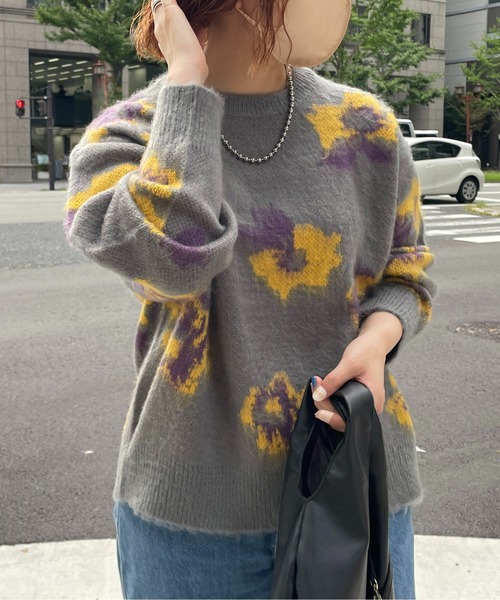 CPCM（シーピーシーエム）の「花柄シャギーニット（ニット/セーター・レディース・ネイビー/グレー/オレンジ/アイボリー・FREE）」の18枚目の写真