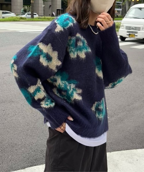 CPCM（シーピーシーエム）の「花柄シャギーニット（ニット/セーター・レディース・ネイビー/グレー/オレンジ/アイボリー・FREE）」の17枚目の写真