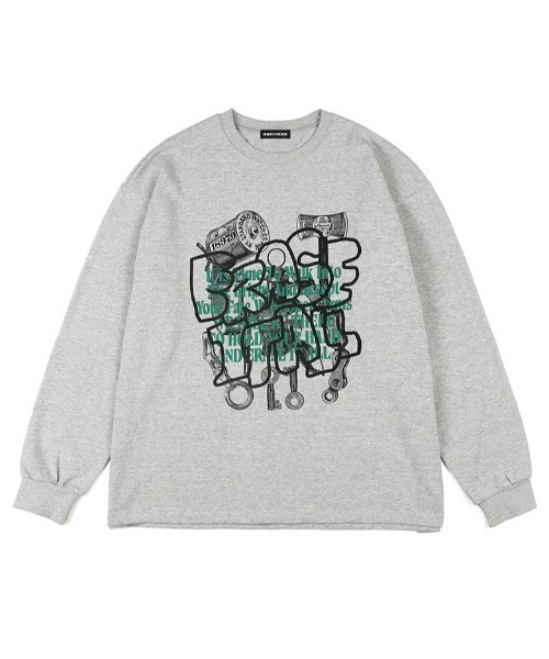 NASTY KICK（ナスティーキック）の「A'GEM/9 × .kom『NASTYKICK/NS+K/ナスティーキック』Graffiti Longsleeve/イレーズロングスリーブ（Tシャツ/カットソー・メンズ・ブラック/グレー・M/L）」の3枚目の写真