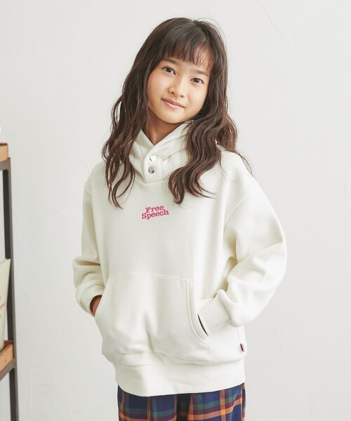 coen（コーエン）の「FreeSpeech(フリースピーチ)別注裏起毛フーディパーカー（パーカー・キッズ・ダークグリーン/オフホワイト・150/100/110/120/130/140）」の13枚目の写真