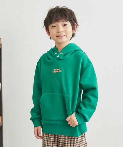 coen（コーエン）の「【coen キッズ/ジュニア】FreeSpeech(フリースピーチ)別注裏起毛フーディパーカー（パーカー・キッズ・オフホワイト/ダークグリーン・130/120/150/110/100/140）」の21枚目の写真