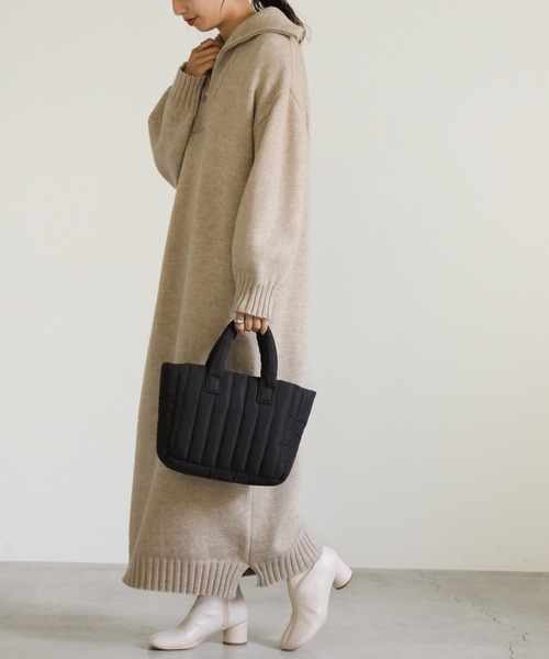 select MOCA（セレクトモカ）の「2022 AW キルティングミニバッグ（トートバッグ・レディース・ブラック/オフホワイト・FREE）」の3枚目の写真