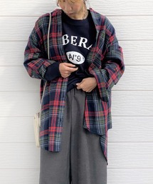 Q | ネルチェックロングシャツ(シャツ/ブラウス)