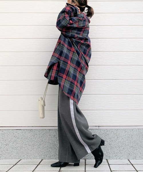 Q(キュー)の「ネルチェックロングシャツ(シャツ/ブラウス・レディース・ブルー系その他/ベージュ系その他・MEDIUM)」の9枚目の写真