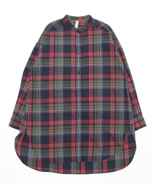 Q(キュー)の「ネルチェックロングシャツ(シャツ/ブラウス・レディース・ブルー系その他/ベージュ系その他・MEDIUM)」の5枚目の写真