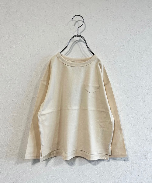 Life Support Products（ライフサポートプロダクツ）の「ナガソデムジポケットロンT(80～150cm)（Tシャツ/カットソー・キッズ・オフホワイト/オリーブ/ブラック/ホワイト/パープル/オレンジ/ブルー/チャコール・80/90/95/100/110/120/130/140/150）」の3枚目の写真