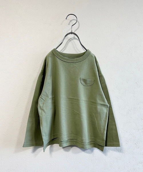 Life Support Products（ライフサポートプロダクツ）の「ナガソデムジポケットロンT(80～150cm)（Tシャツ/カットソー・キッズ・オフホワイト/オリーブ/ブラック/ホワイト/パープル/オレンジ/ブルー/チャコール・80/90/95/100/110/120/130/140/150）」の6枚目の写真